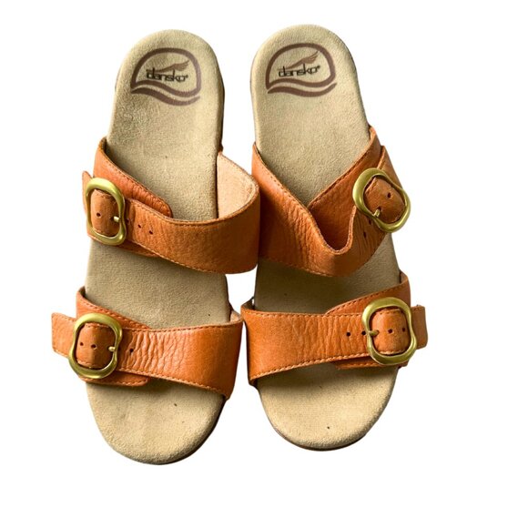 Dansko Shoes - Women's Dansko Sophie Platform Leather Sandals in Orange EU 38